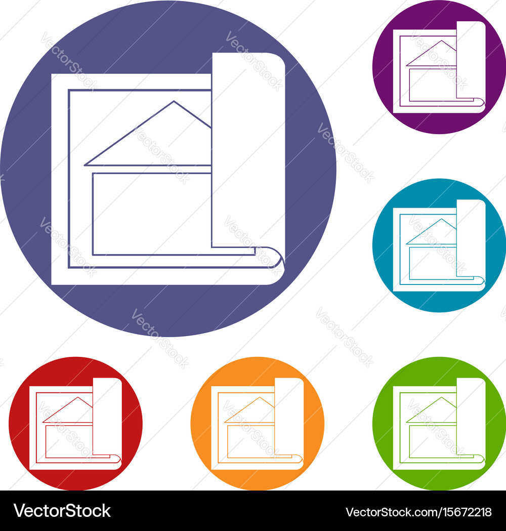 Building plan icons set Vector Image