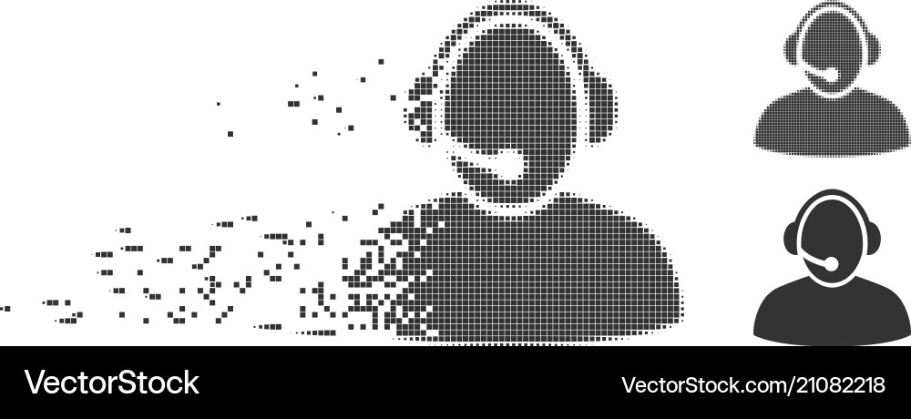 Call center disintegrating pixel halftone icon Vector Image