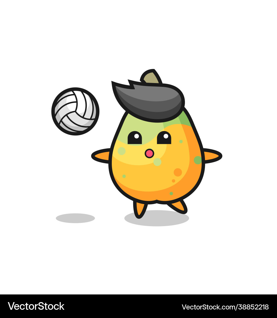 Character cartoon papaya is playing volleyball Character cartoon papaya is playing volleyball vector image