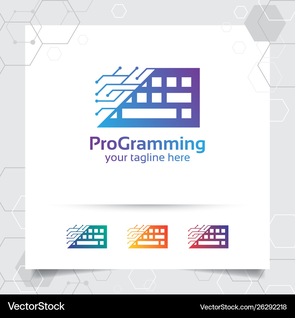 Digital coding logo design with concept keyboard Digital coding logo design with concept keyboard vector image