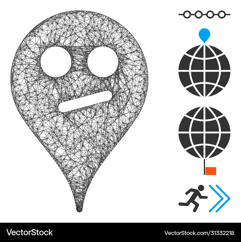 Doubt smiley map marker web mesh Doubt smiley map marker web mesh vector image