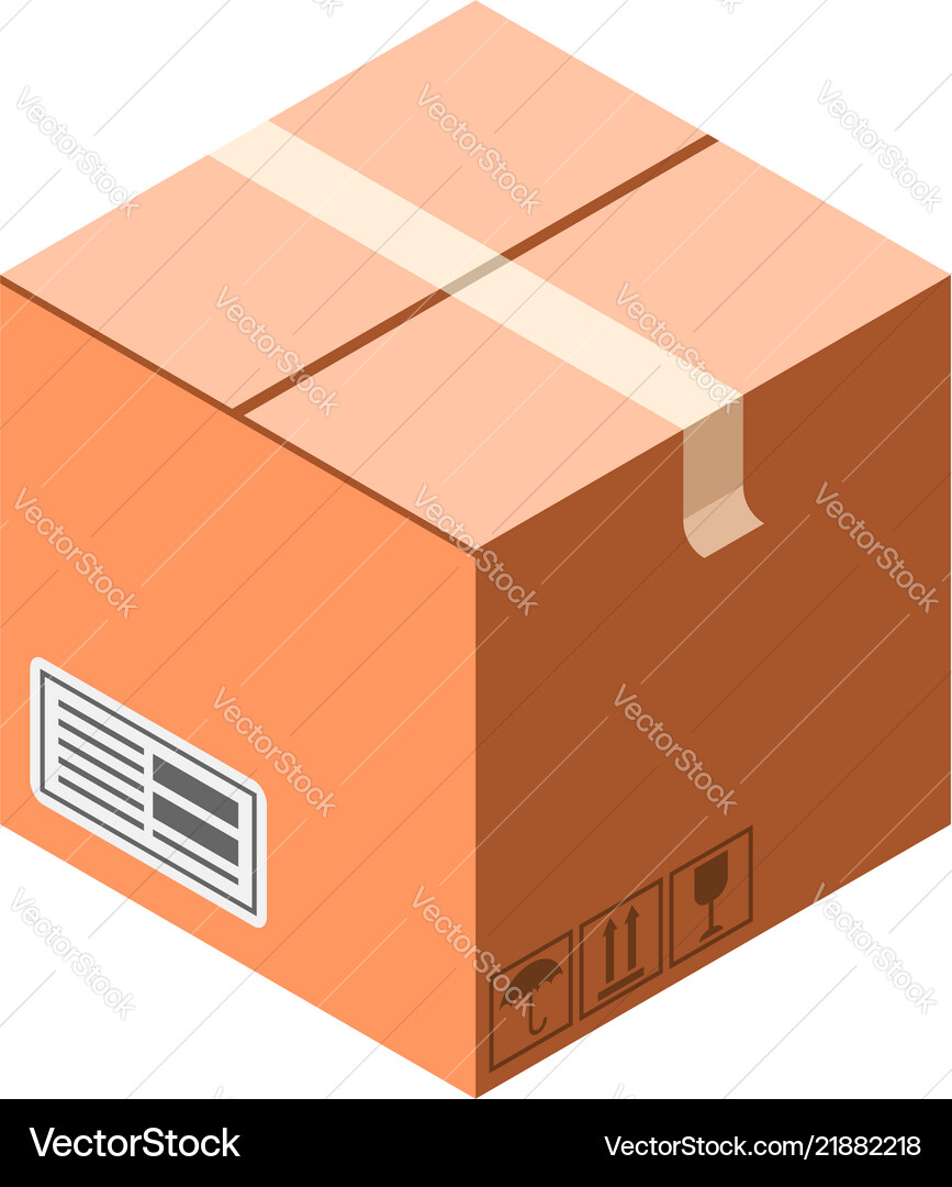 Fragile cardboard box icon isometric style Fragile cardboard box icon isometric style vector image