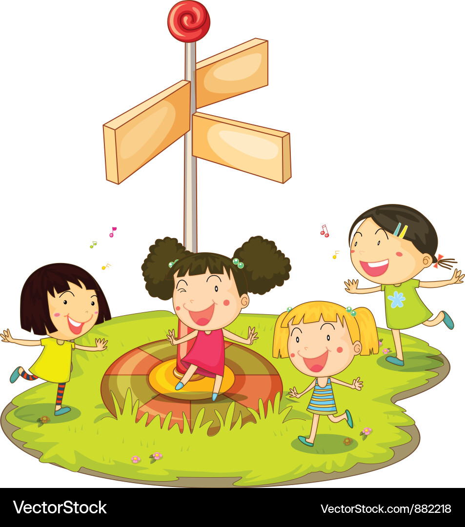 Girls Dancing in a Park Vector Image