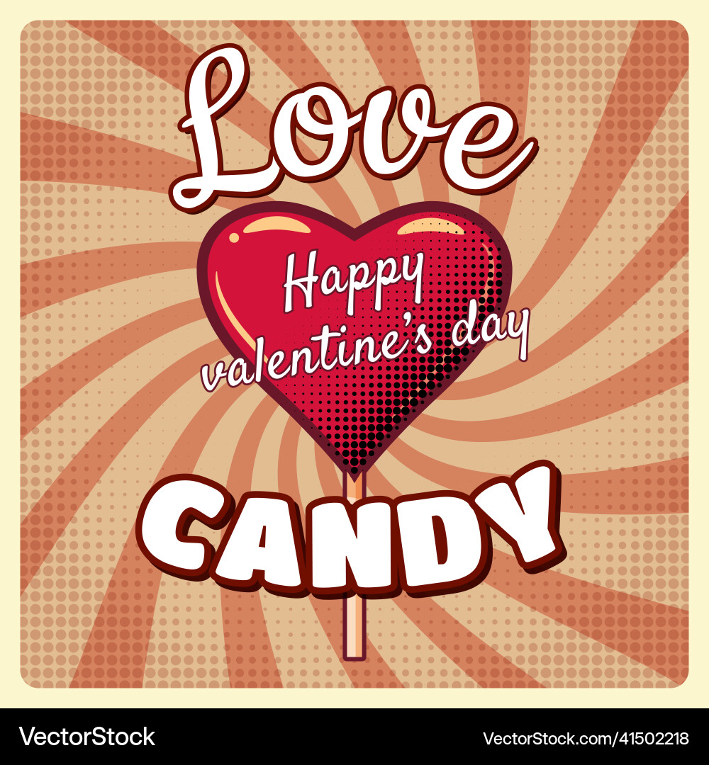 Love candy lollipop in shape of heart Love candy lollipop in shape of heart vector image