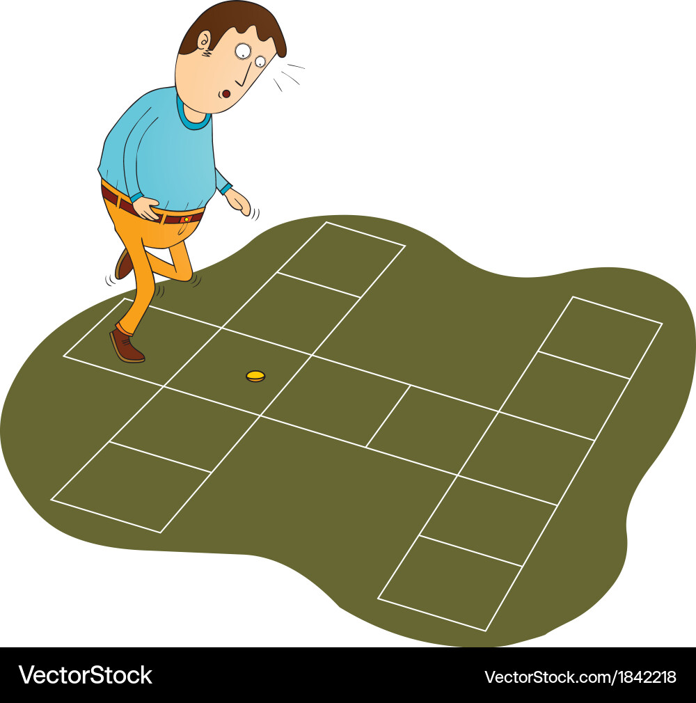 Man playing hopskotch vector image