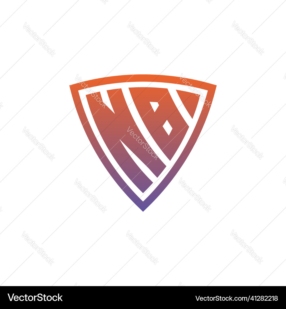 Nb logo shield monogram gradient style design Nb logo shield monogram gradient style design vector image