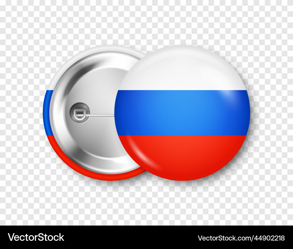 Realistic button badge with printed russian flag Realistic button badge with printed russian flag vector image