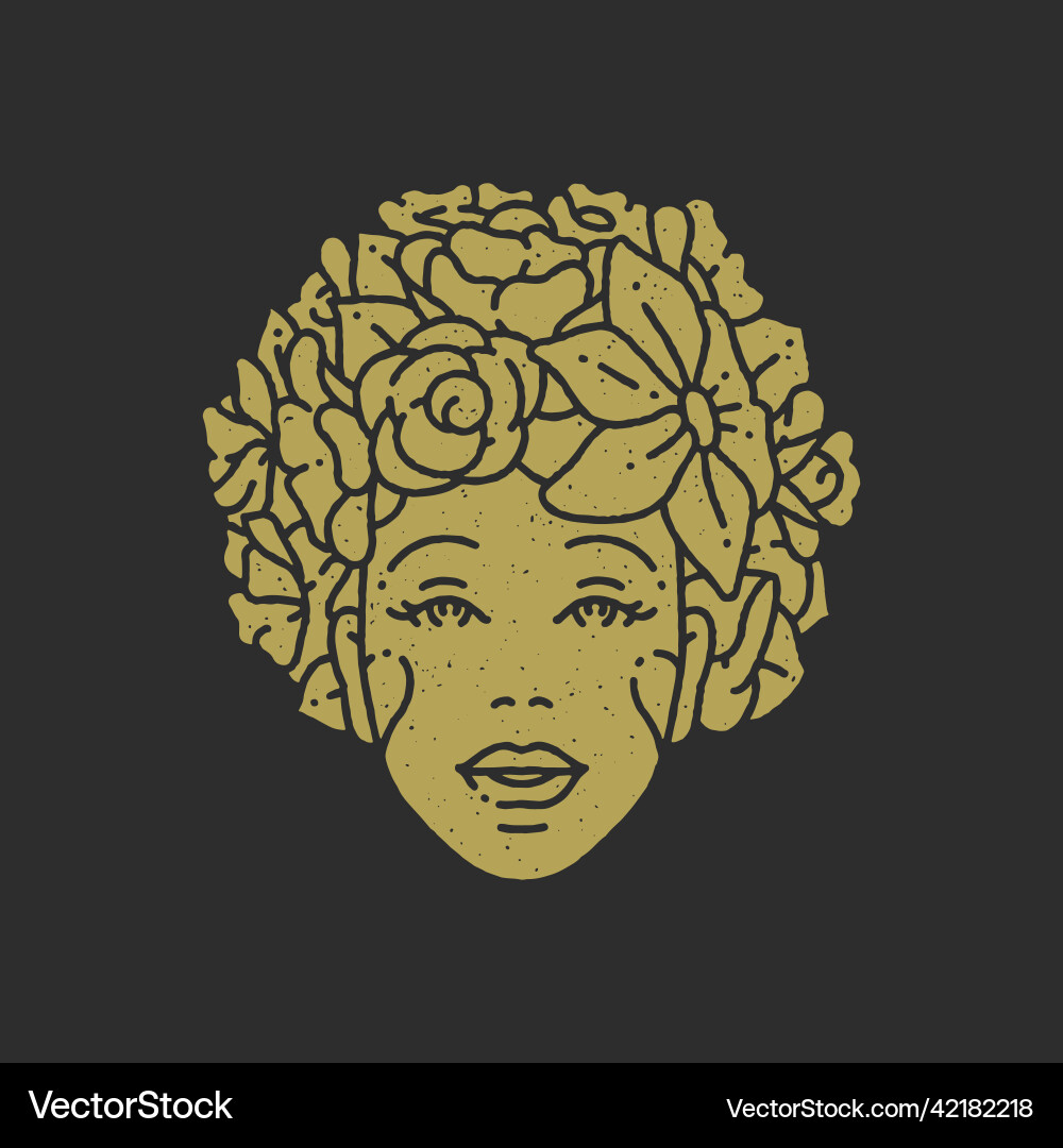 Romantic woman face with natural flower hairstyle Romantic woman face with natural flower hairstyle vector image