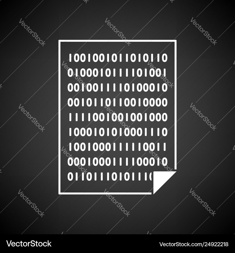 Sheet with binary code icon vector image