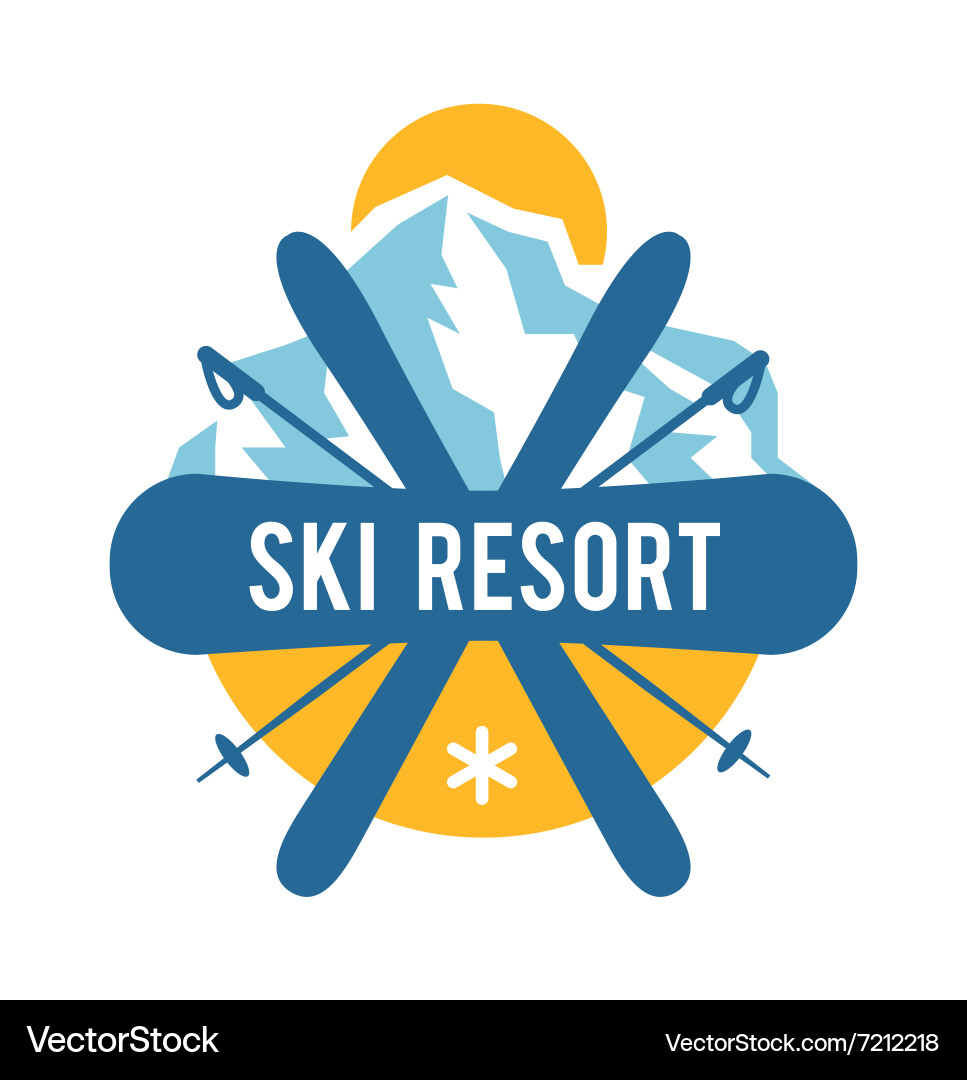 Ski Resort Icons & Labels Vector Image