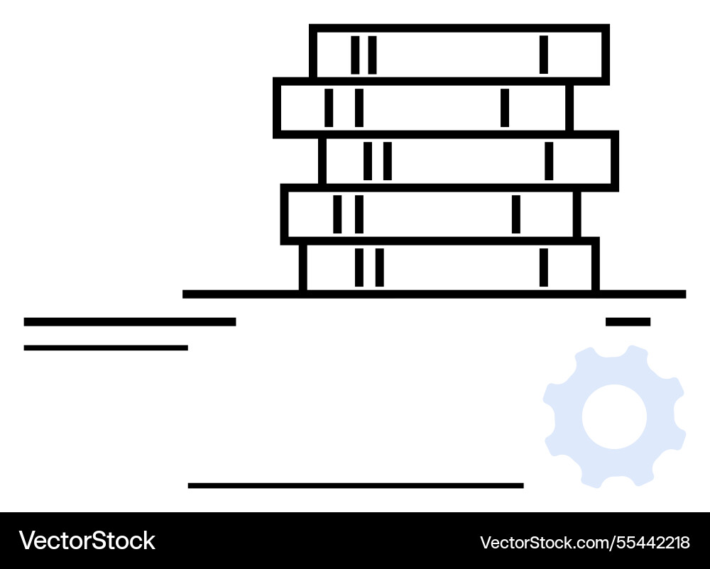 Stack of data server units with gear Stack of data server units with gear vector image