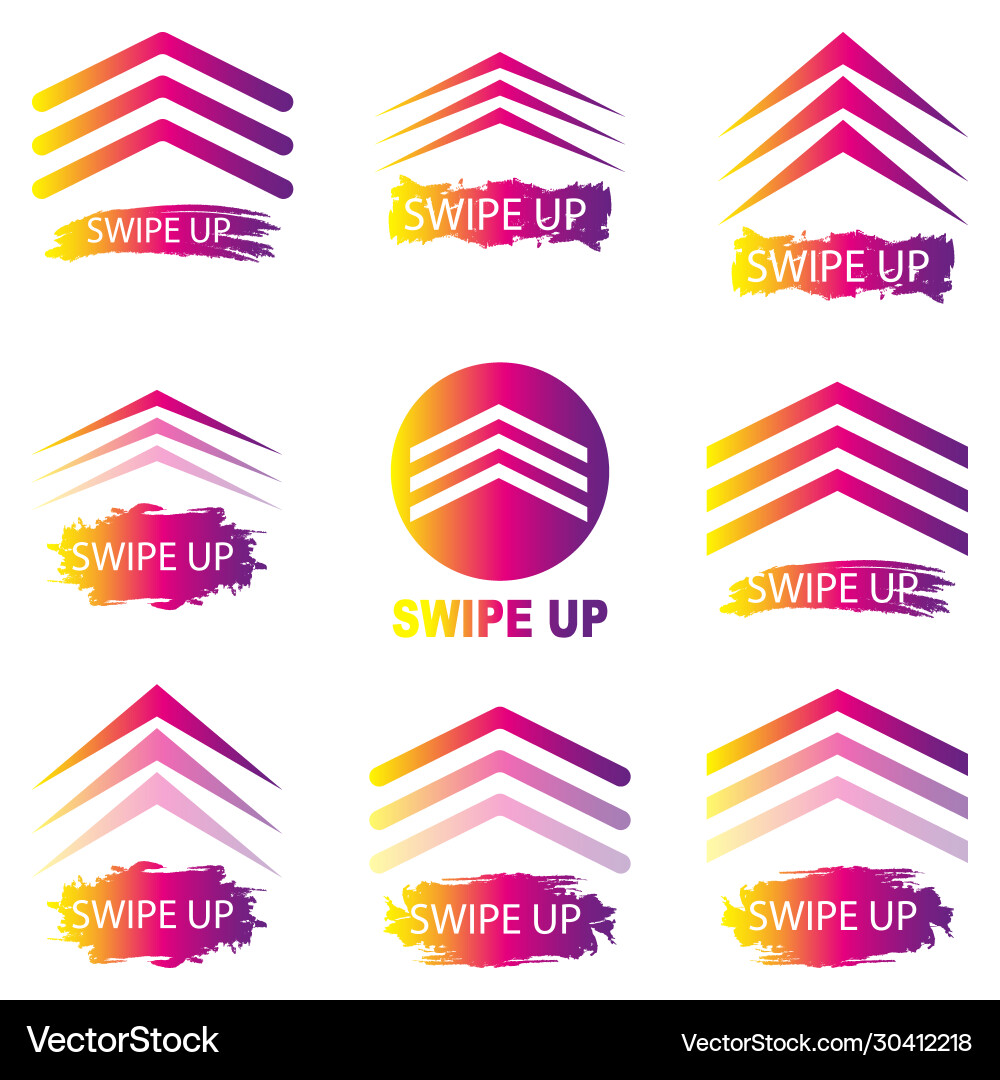 Swipe up set buttons for social networks vector image