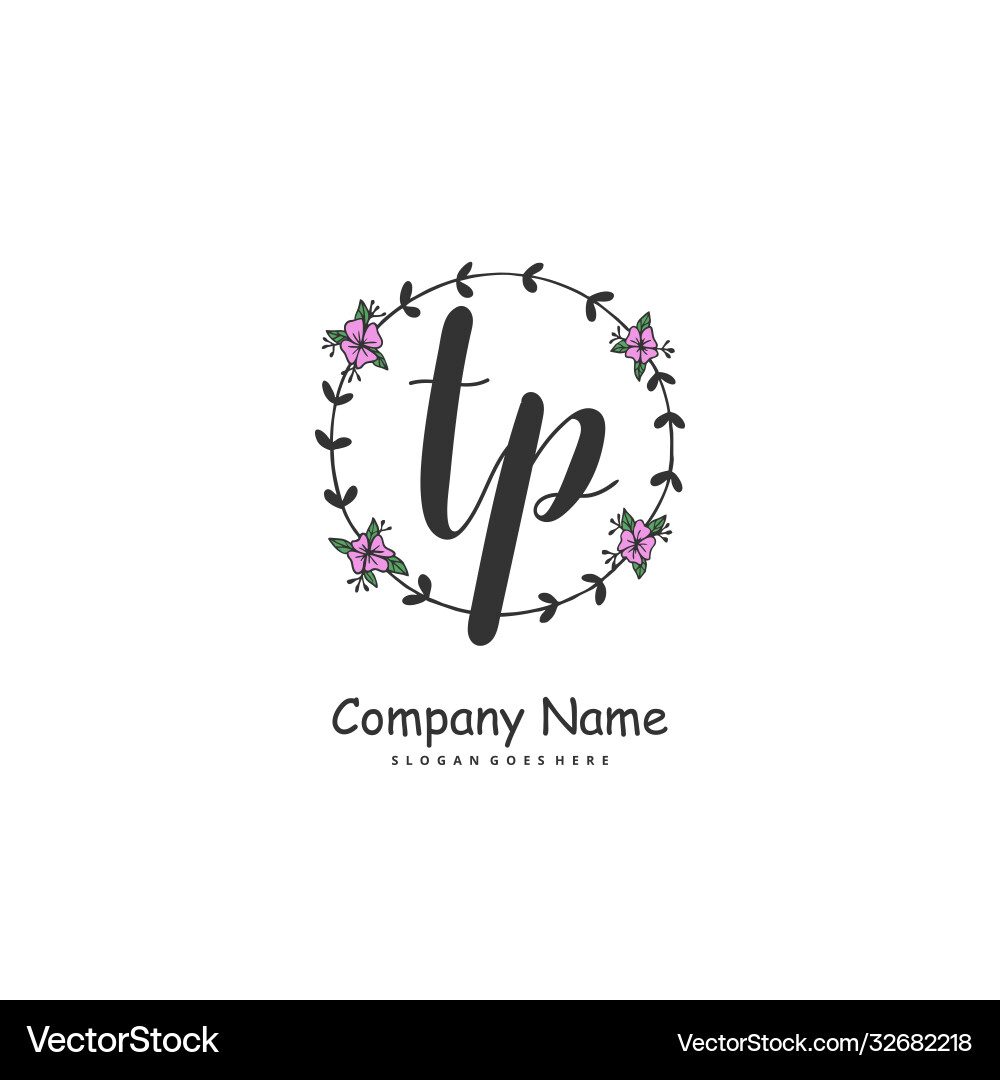 T p tp initial handwriting and signature logo Vector Image