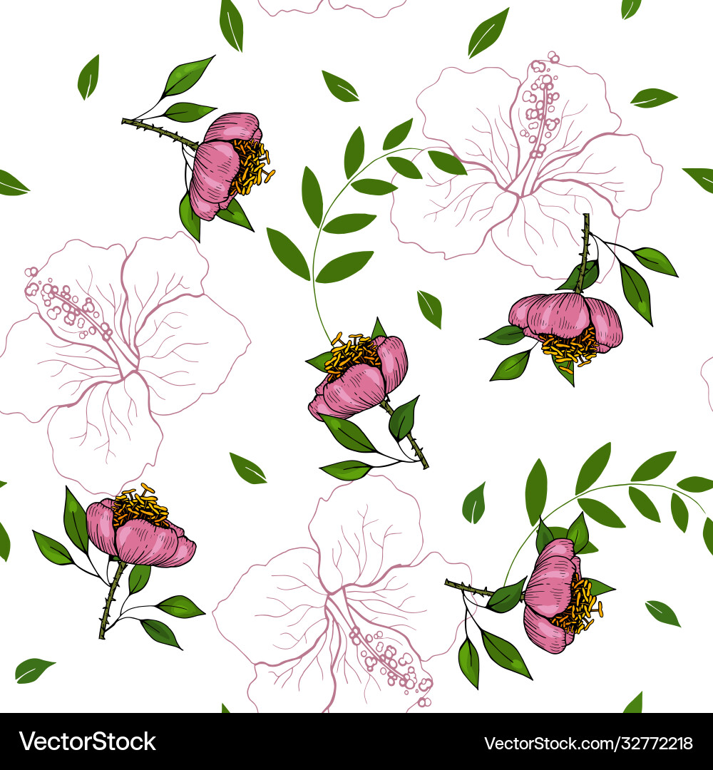 Tropical Palm Flower Pattern Vector Image