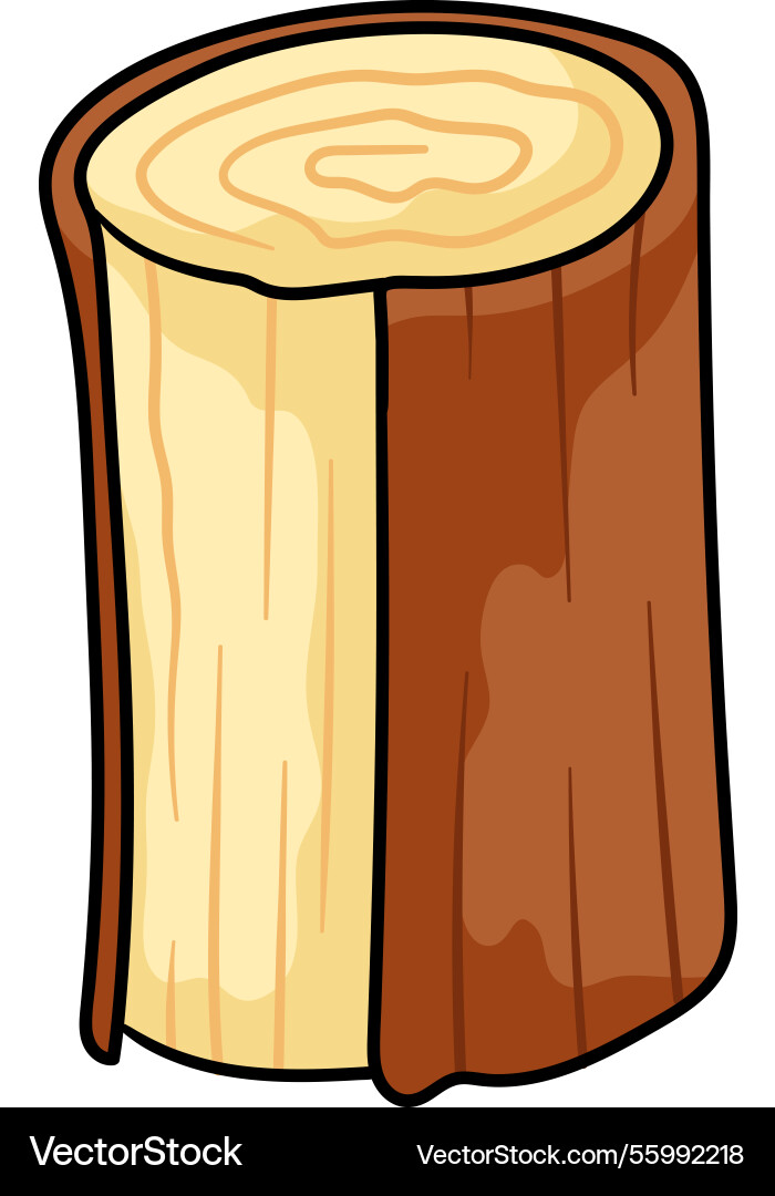 Vertically standing wooden log with visible tree Vertically standing wooden log with visible tree Vector Image