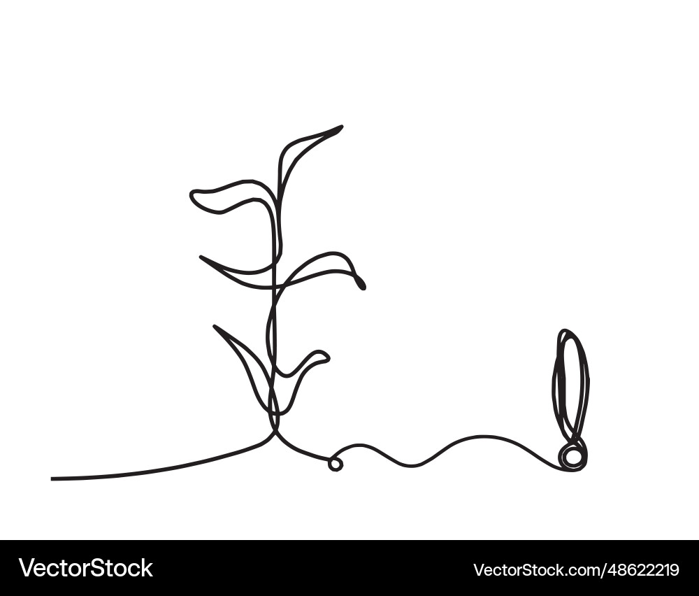 Abstract sprout with exclamation mark as line Vector Image