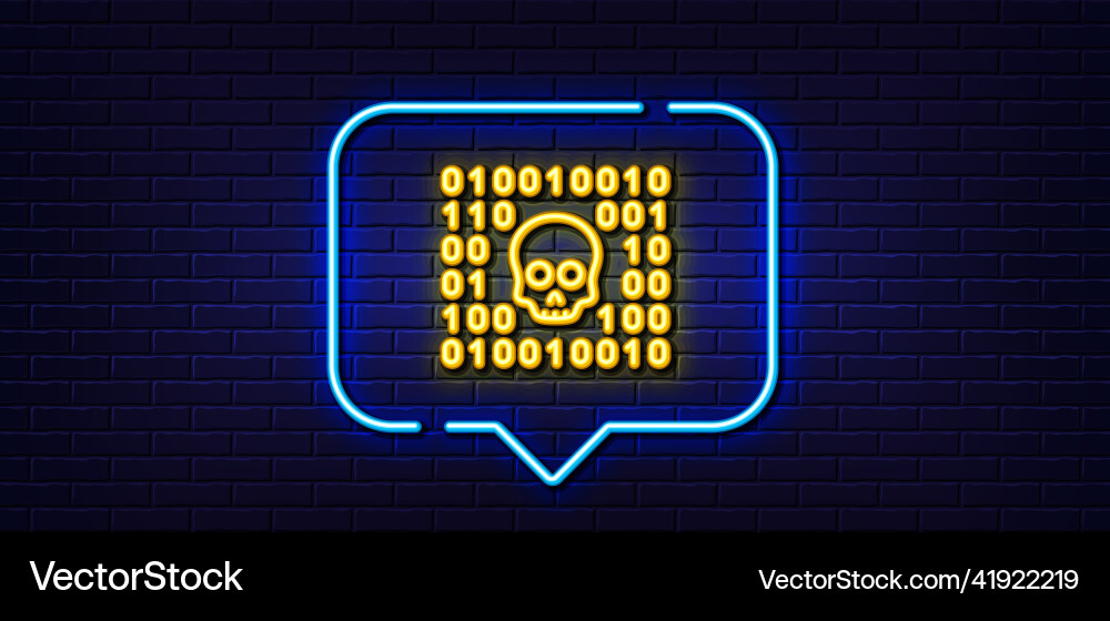Binary code line icon cyber attack sign neon Binary code line icon cyber attack sign neon vector image