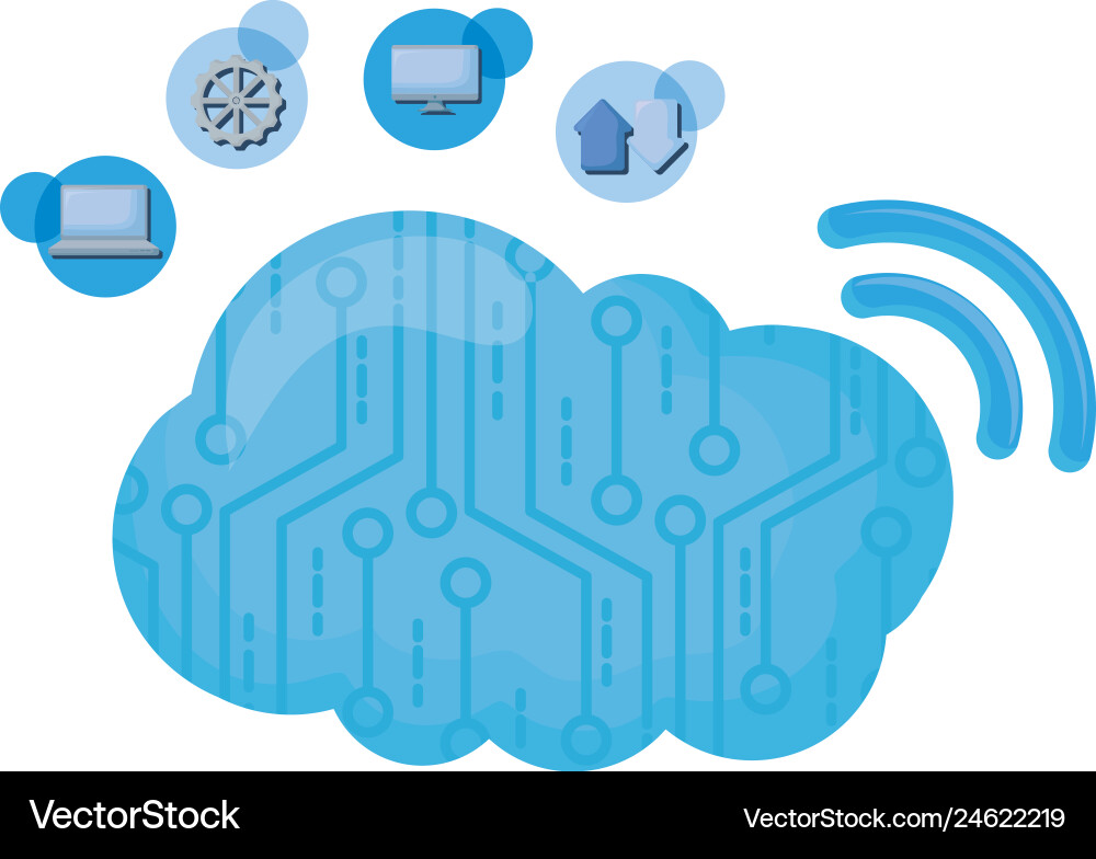 Cloud computing with wifi and data icons vector image