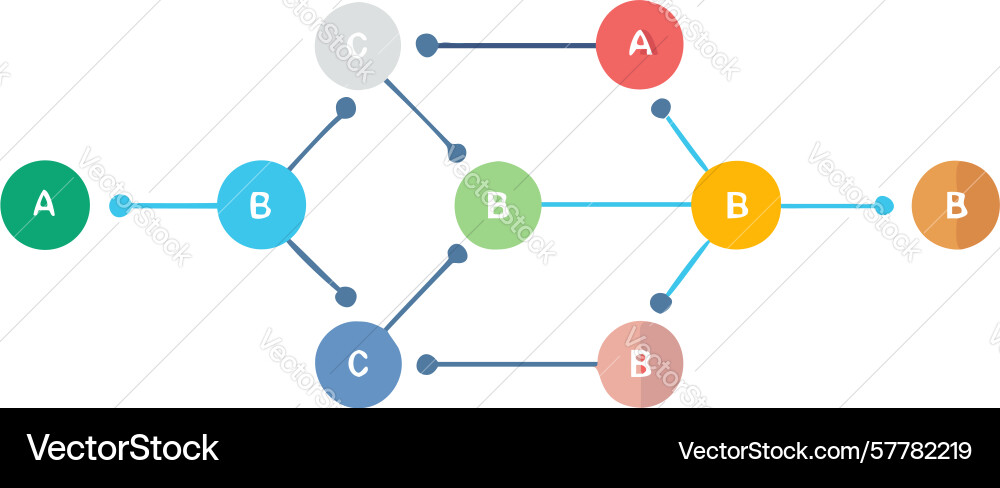 Connected node diagram for network or vector image