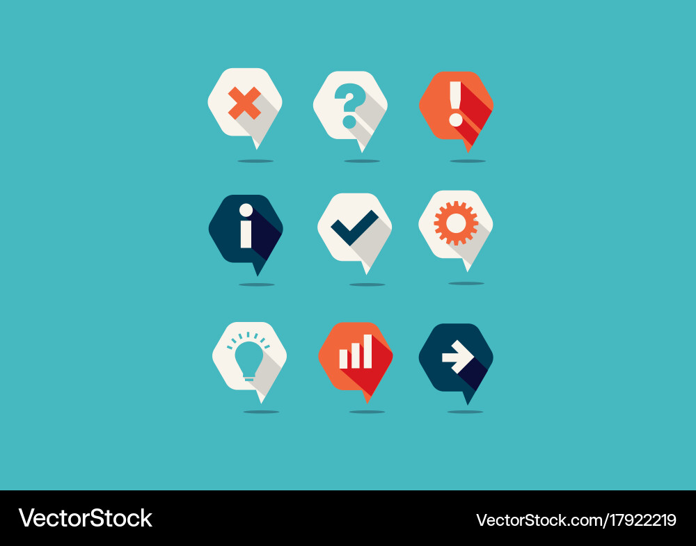 Creative set of icons question tick idea graph vector image