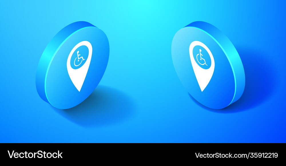 Isometric disabled handicap in map pointer icon Vector Image