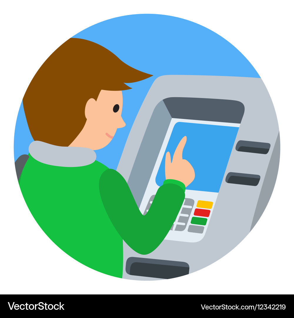 Man using atm machine vector image