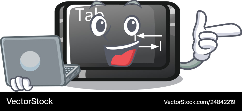 Mit Laptop-Tab-Taste auf dem Computer installiert Vektorbild