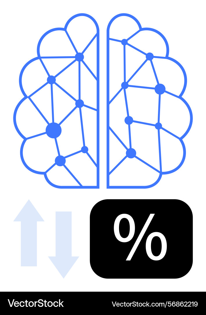 Neural network brain diagram with dataflow Neural network brain diagram with dataflow vector image