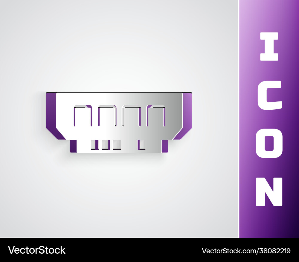 Paper cut ram random access memory icon isolated Paper cut ram random access memory icon isolated Vector Image