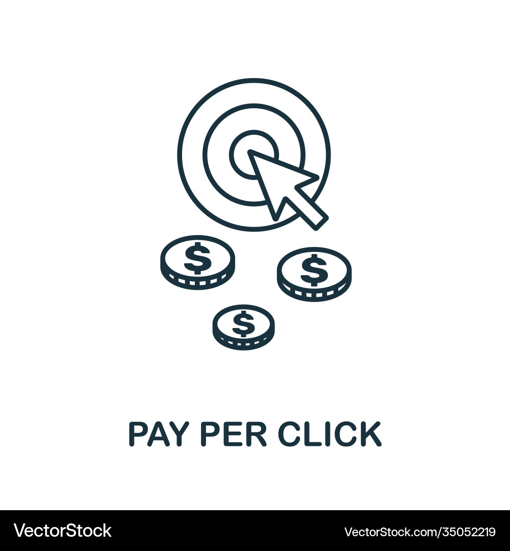 Pay per click icon simple line element from vector image