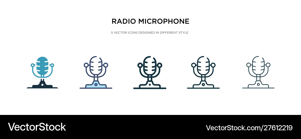 Radio microphone icon in different style two vector image