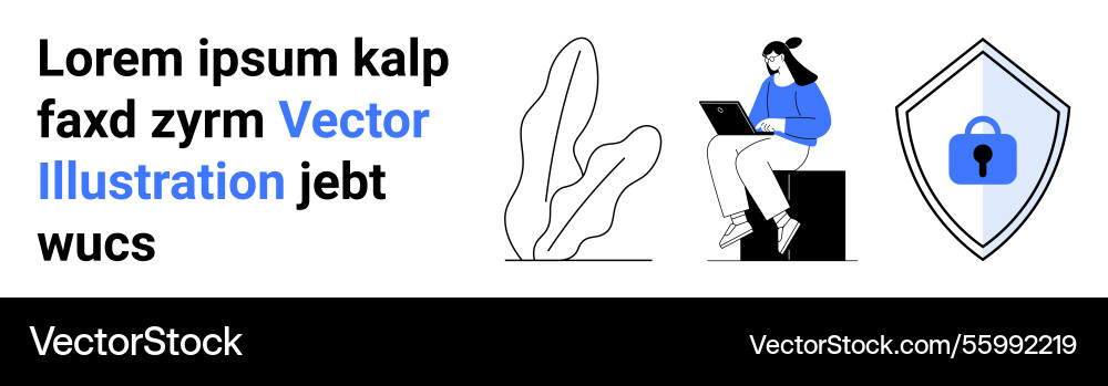 Remote worker using laptop with security shield Remote worker using laptop with security shield vector image