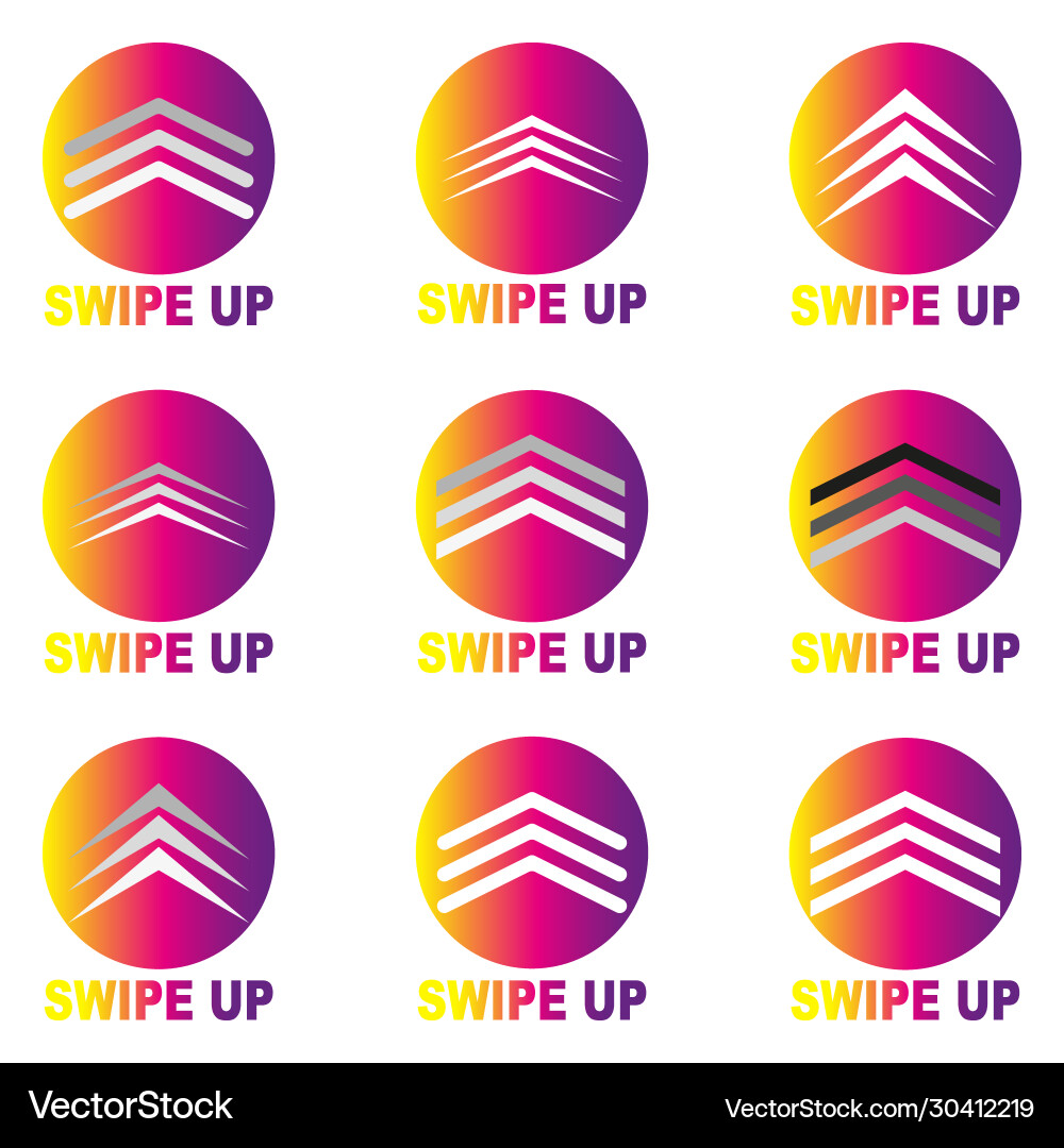 Swipe up set buttons for social networks Vector Image
