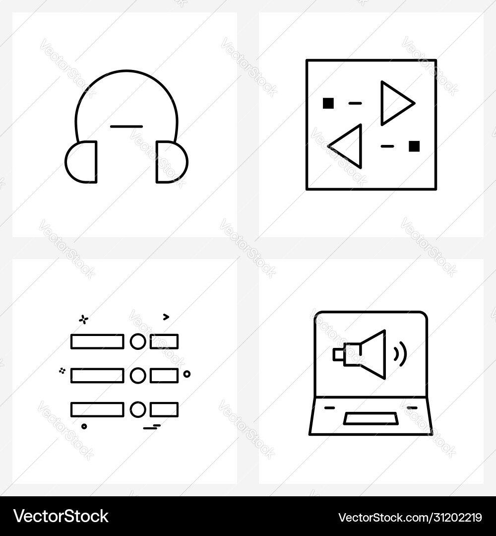 Ui set 4 basic line icons earphone menu Vector Image