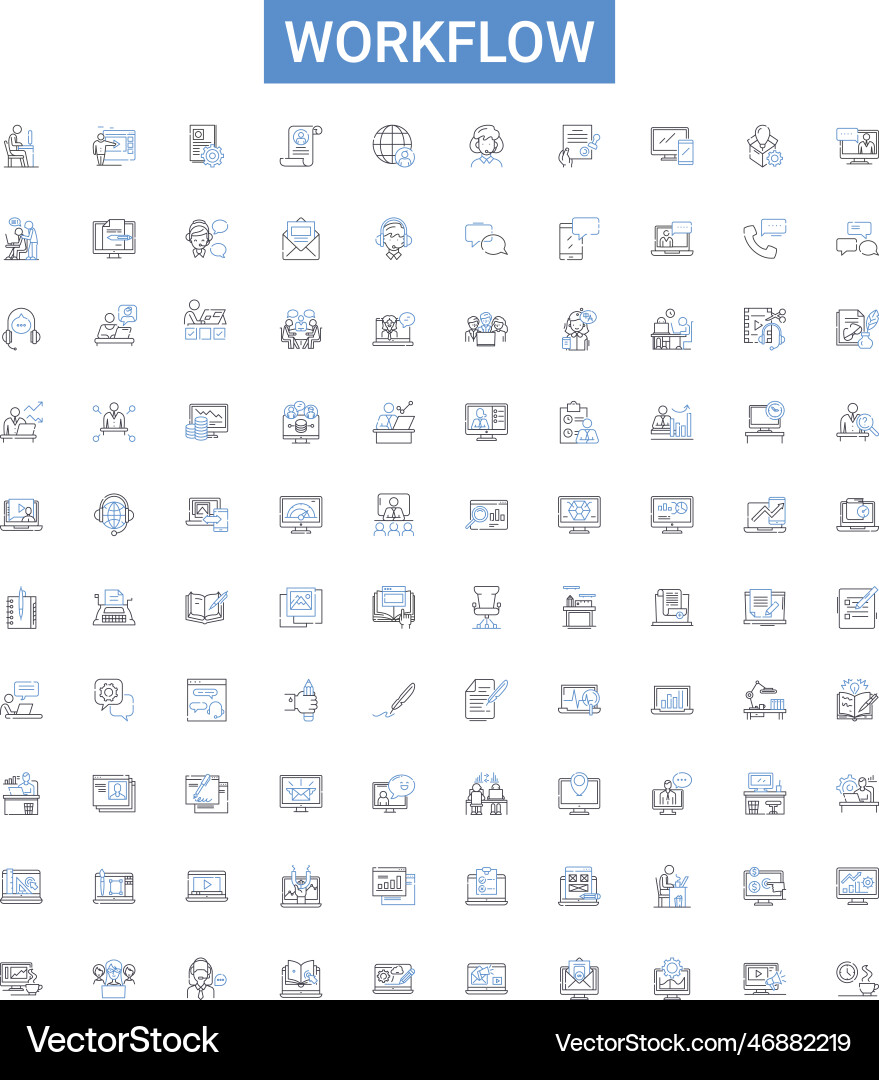 Workflow outline icons collection process Workflow outline icons collection process Vector Image