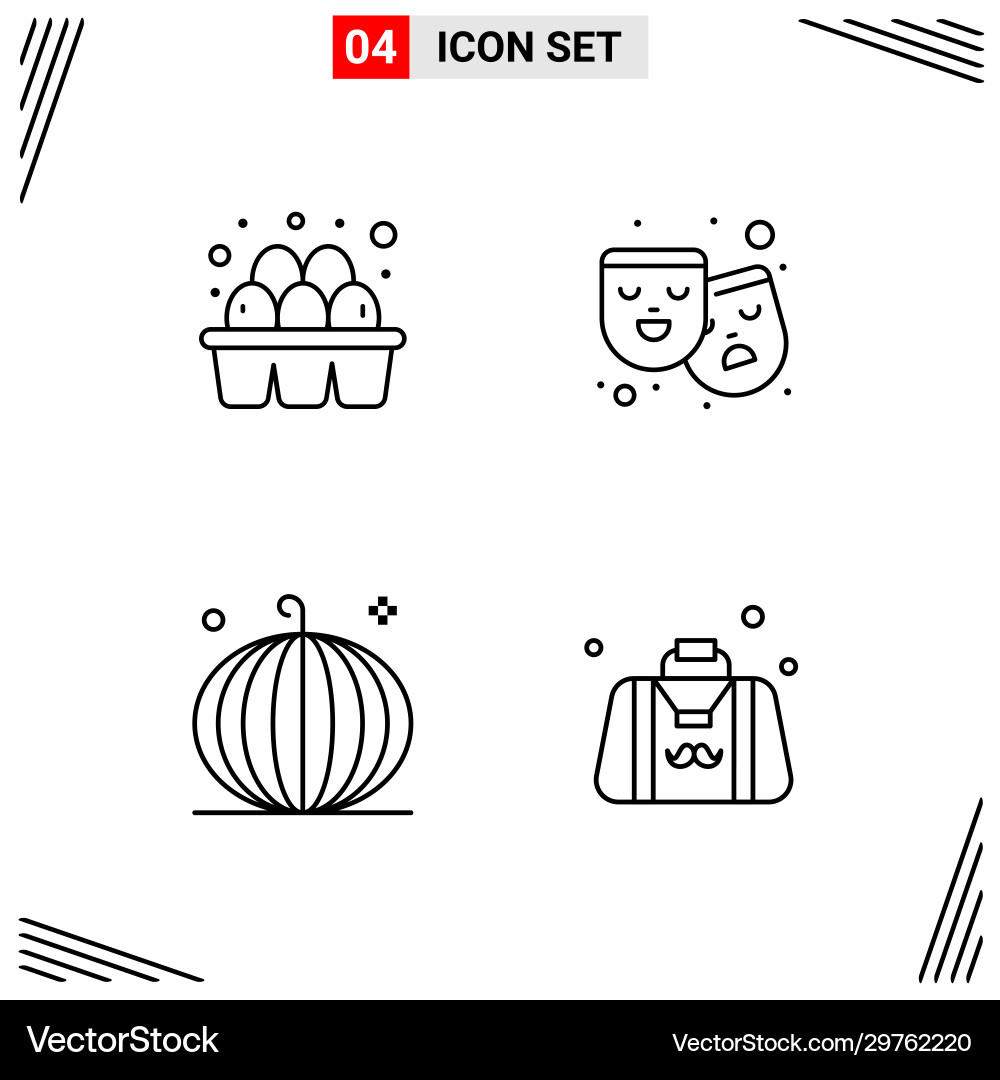 4 icons line style grid based creative outline 4 icons line style grid based creative outline Vector Image