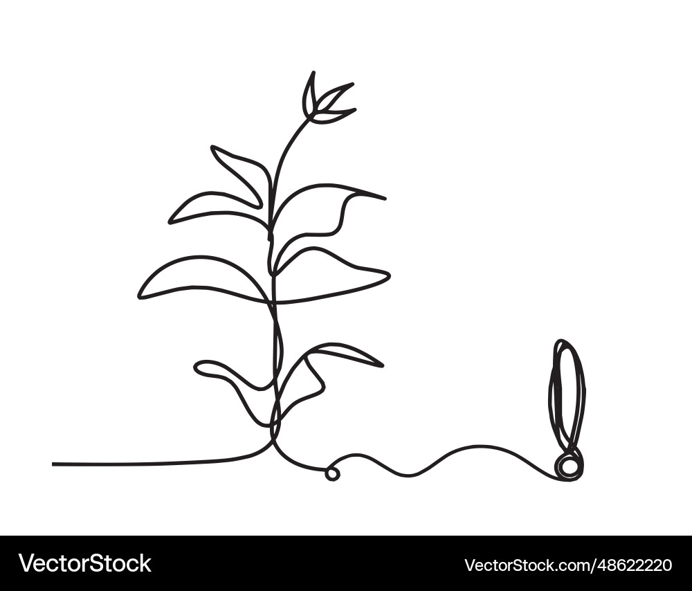 Abstract sprout with exclamation mark as line Vector Image