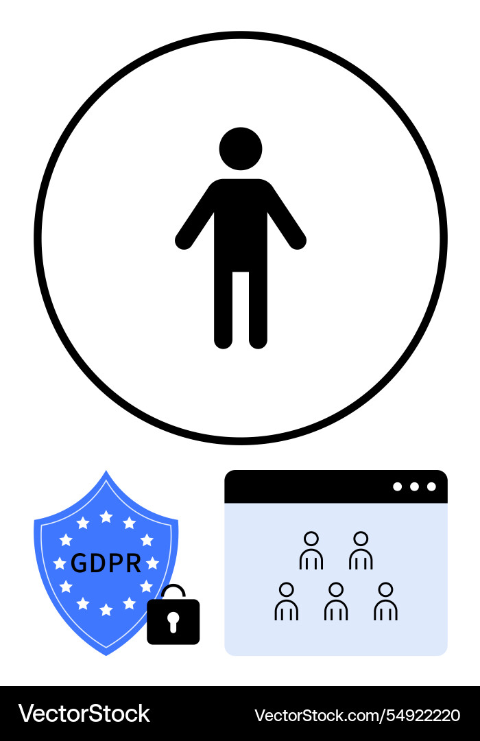 Data privacy concept with user icon gdpr shield Data privacy concept with user icon gdpr shield vector image