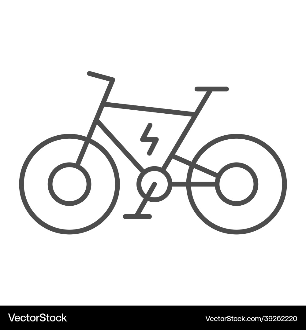 Electric Bike Icon - Thin Line Vector Image