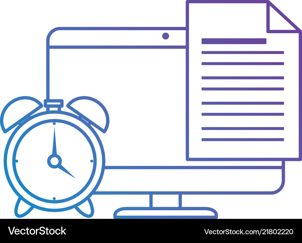Electronic document with computer and alarm Electronic document with computer and alarm vector image