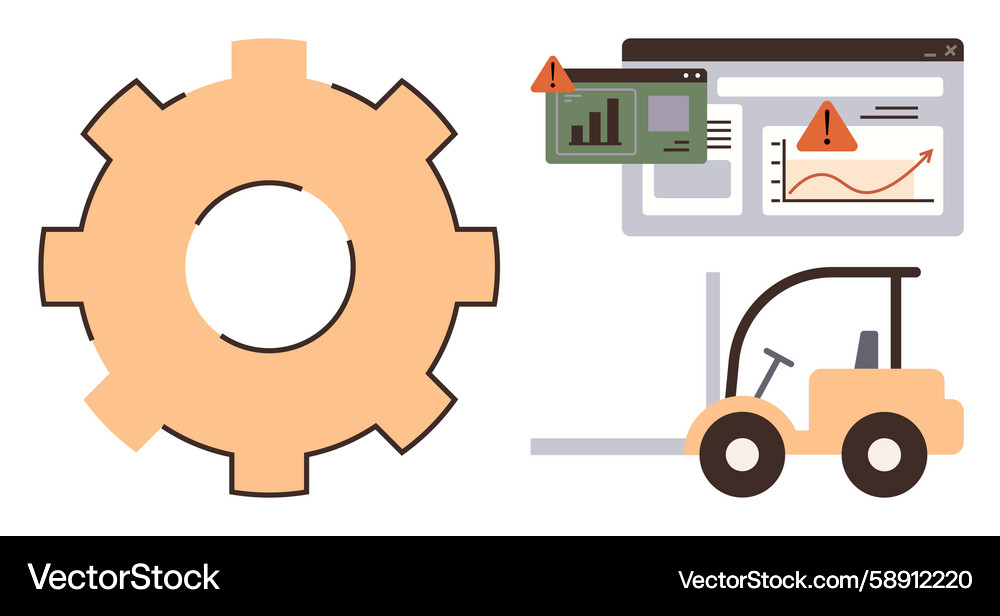 Factory automation process with data monitoring Vector Image
