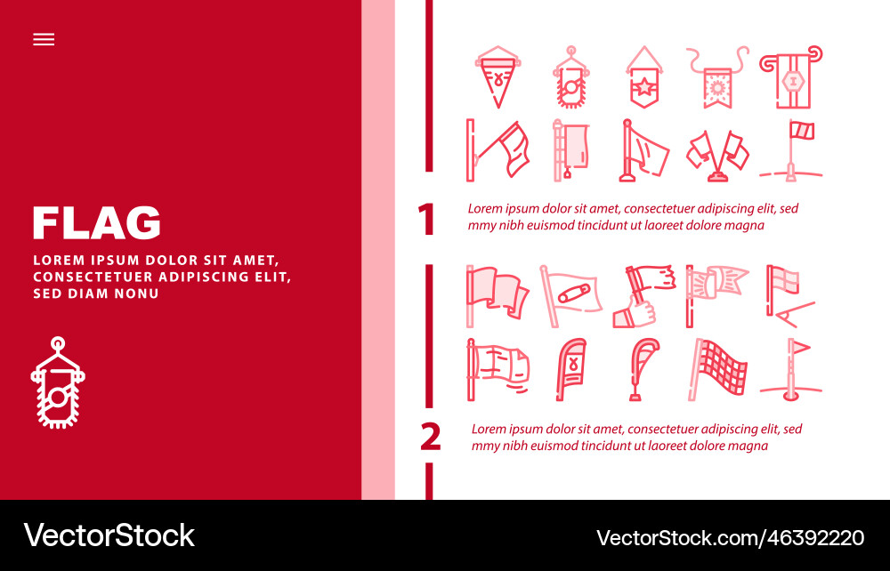 Flag start web pennant map landing header Vector Image