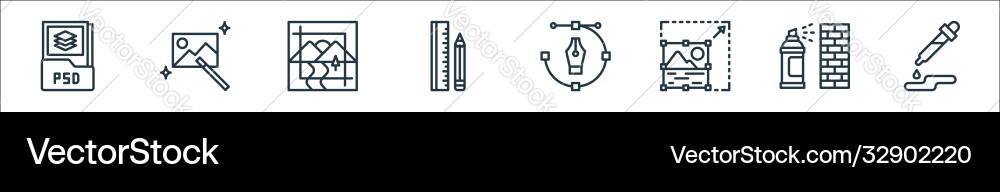 Graphic design line icons linear set quality vector image