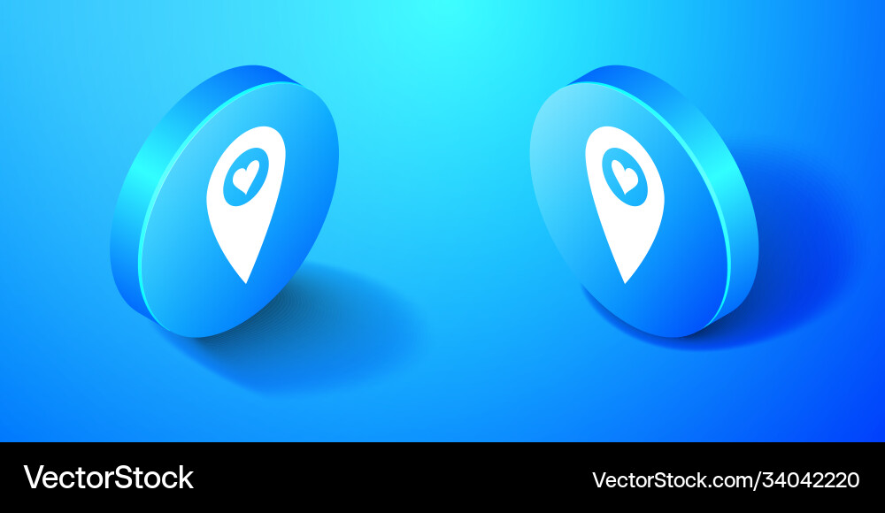 Isometric map pointer with heart icon isolated vector image