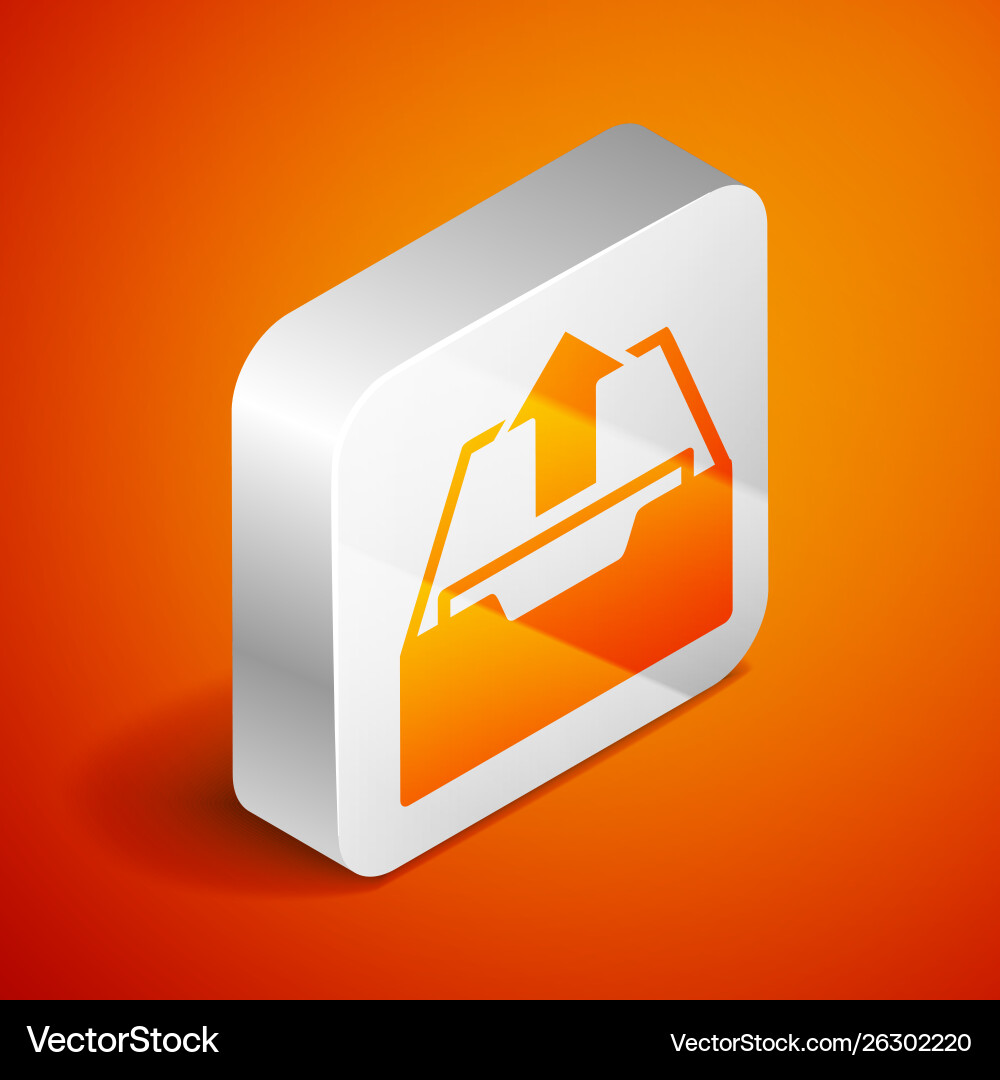 Isometric upload inbox icon isolated on orange vector image