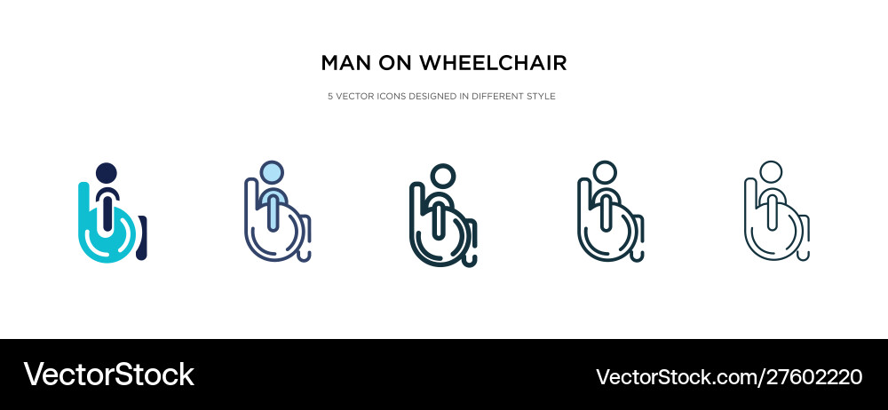 Man on wheelchair icon in different style two Man on wheelchair icon in different style two vector image