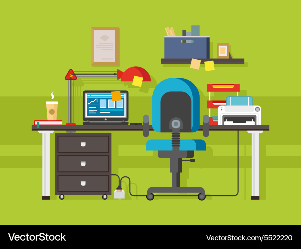 Office workplace Royalty Free Vector Image - VectorStock