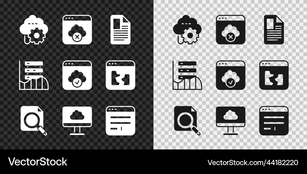 Set cloud technology data transfer failed access vector image