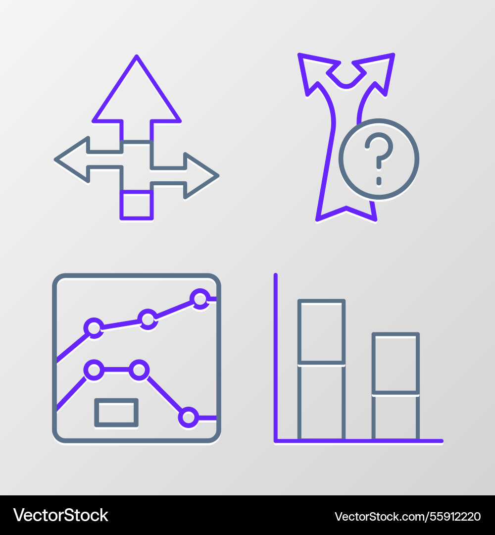 Set line graph chart diagram arrow and icon Set line graph chart diagram arrow and icon vector image