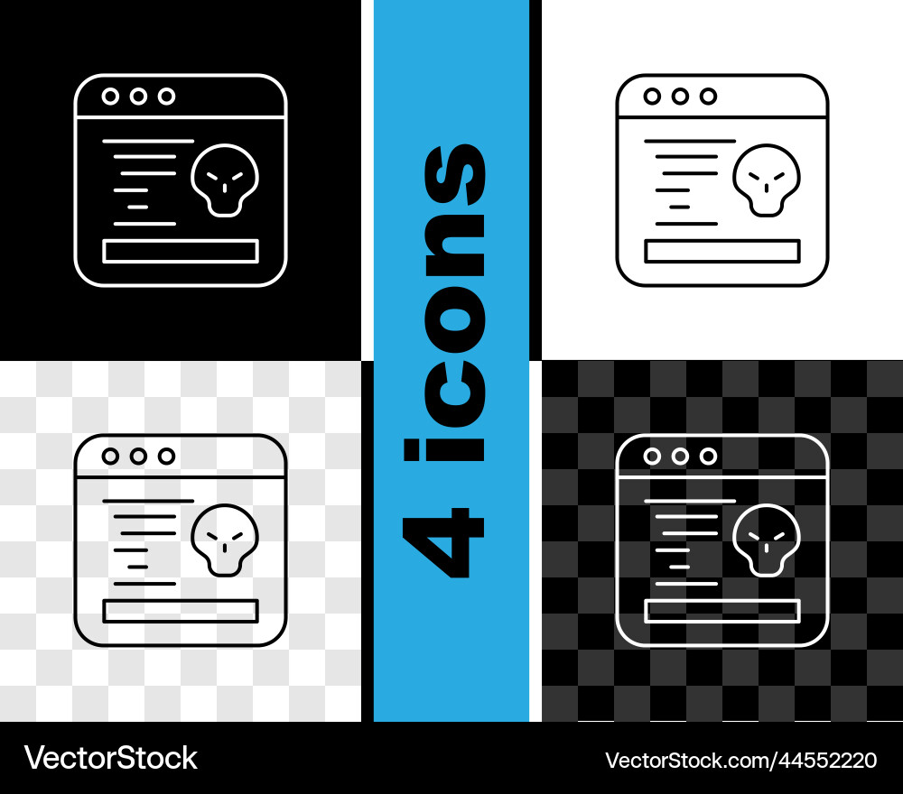 Set line system bug concept icon isolated on black Set line system bug concept icon isolated on black vector image